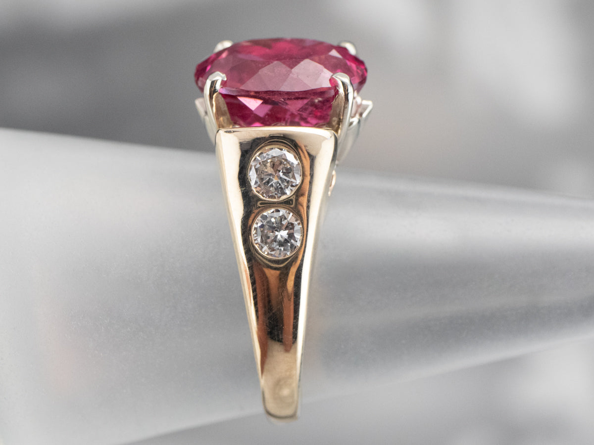 Rubellite Tourmaline and Diamond Cocktail Ring