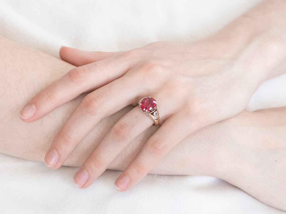 Rubellite Tourmaline and Diamond Cocktail Ring
