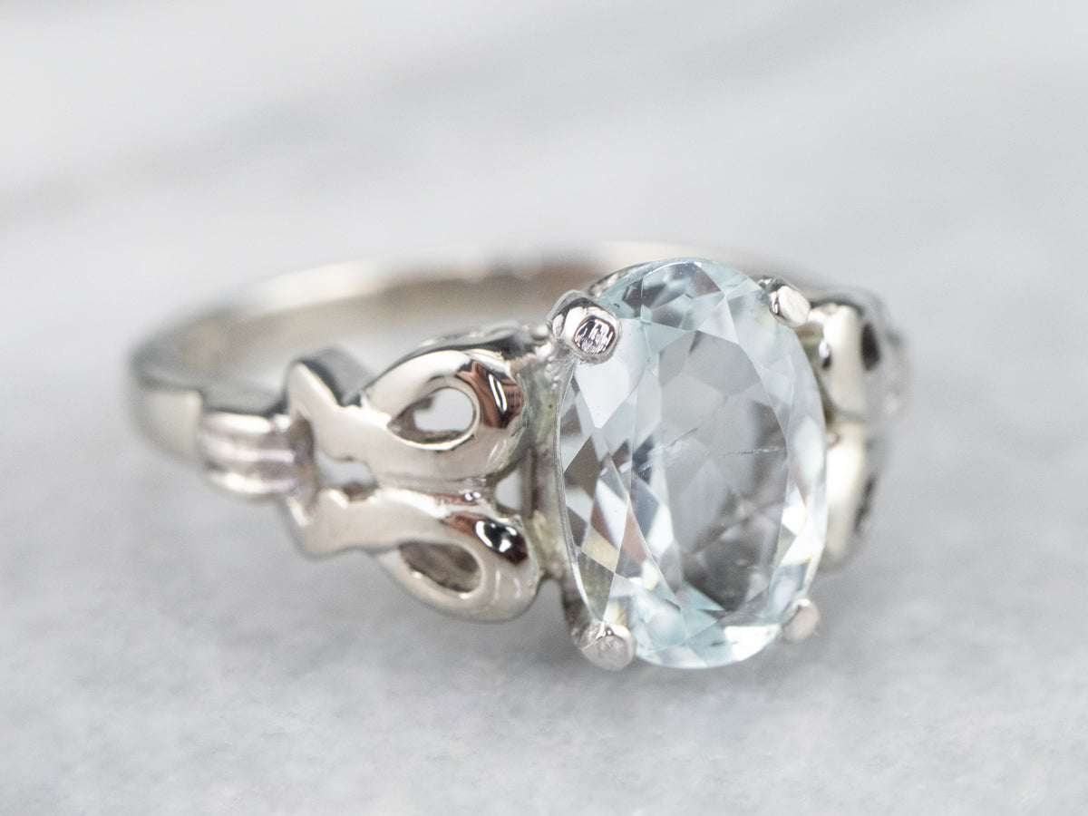 Aquamarine White Gold Solitaire Ring