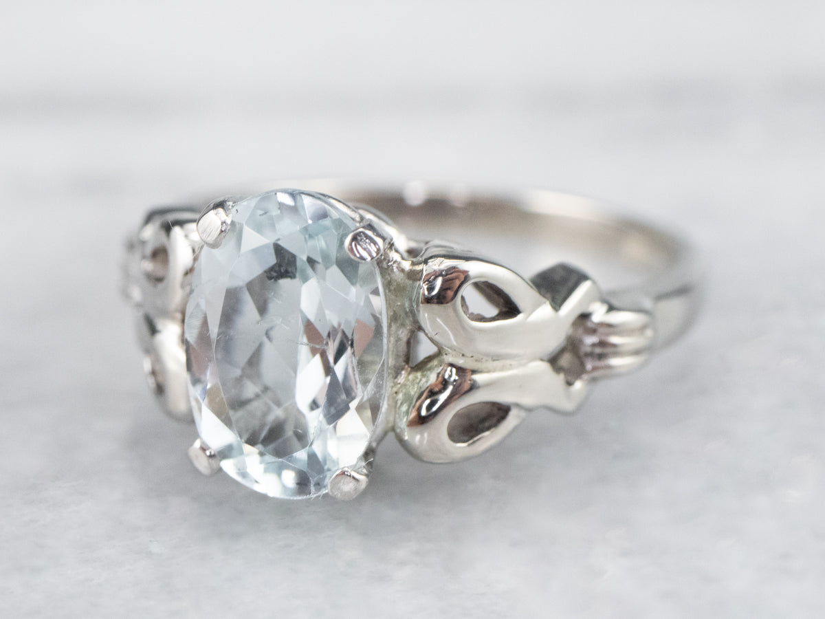 Aquamarine White Gold Solitaire Ring