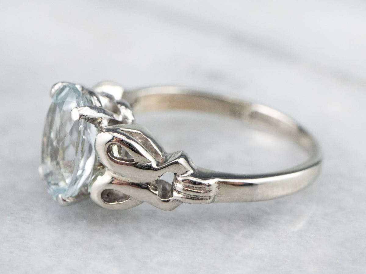 Aquamarine White Gold Solitaire Ring