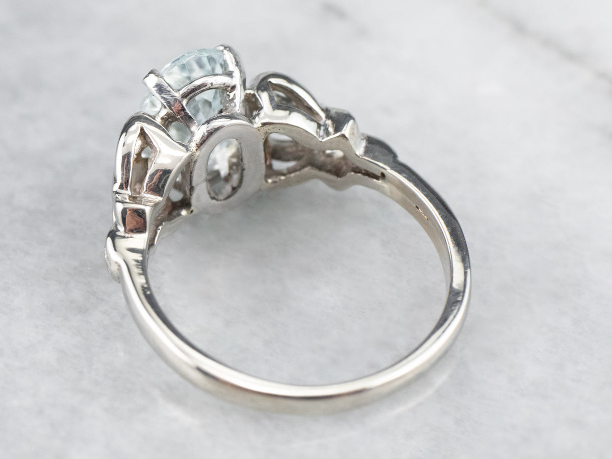 Aquamarine White Gold Solitaire Ring