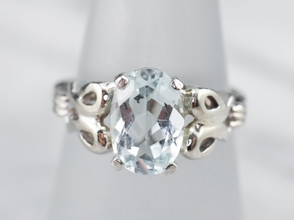 Aquamarine White Gold Solitaire Ring