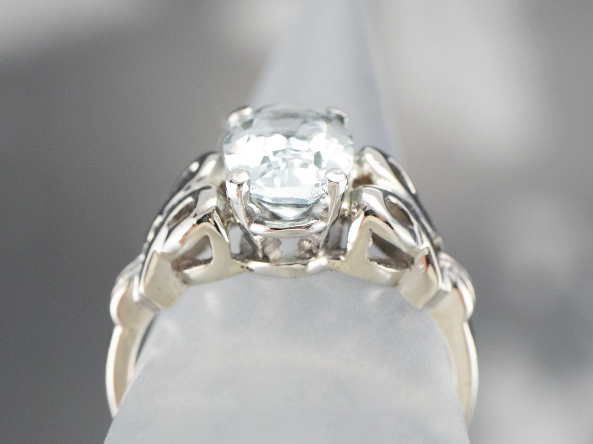Aquamarine White Gold Solitaire Ring