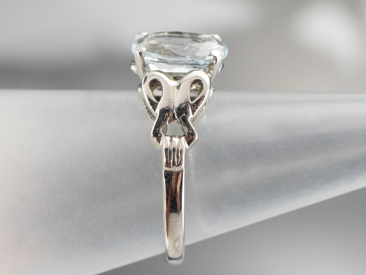 Aquamarine White Gold Solitaire Ring