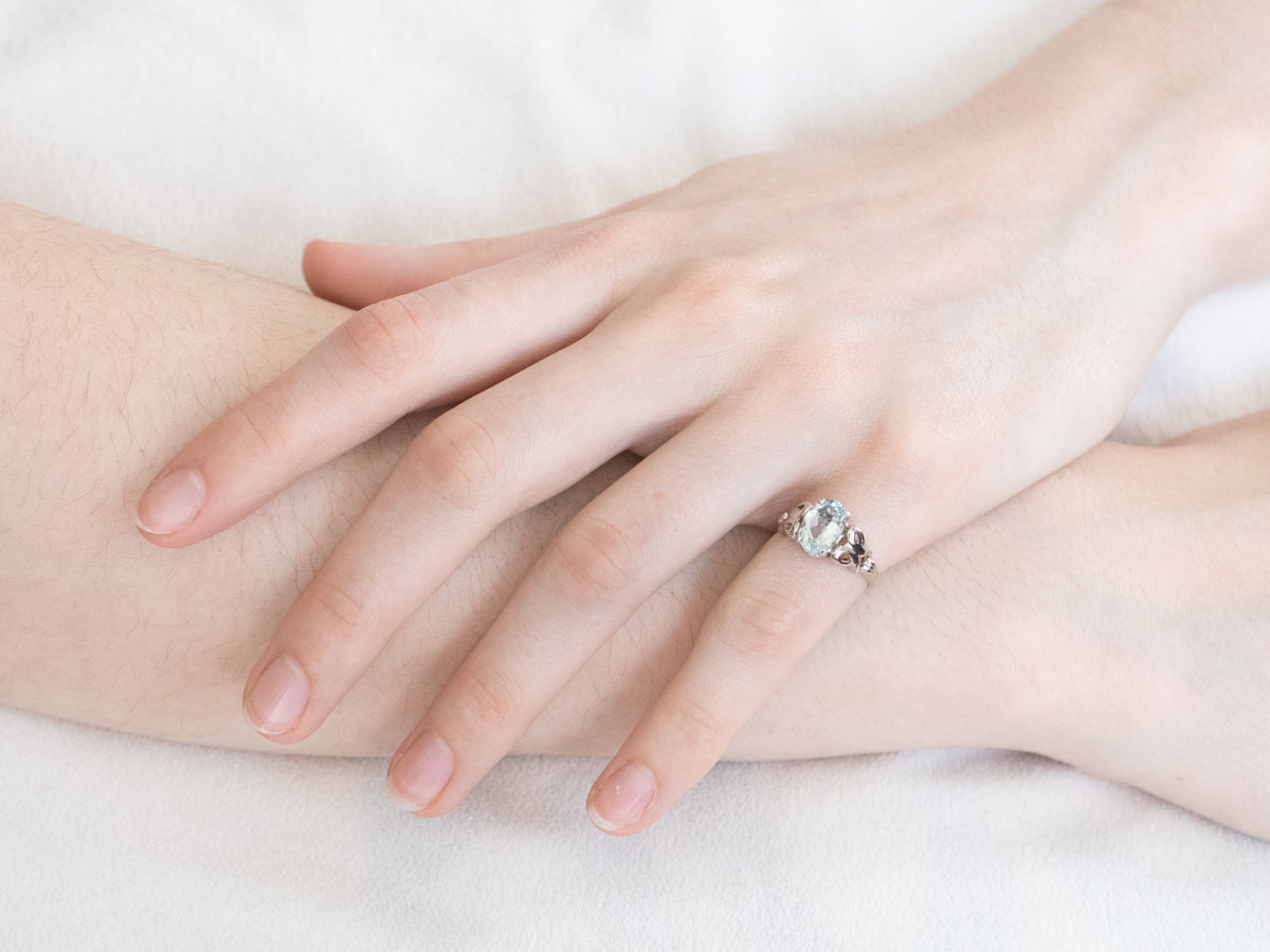Aquamarine White Gold Solitaire Ring