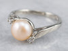 Pink Pearl and Diamond Bypass Ring