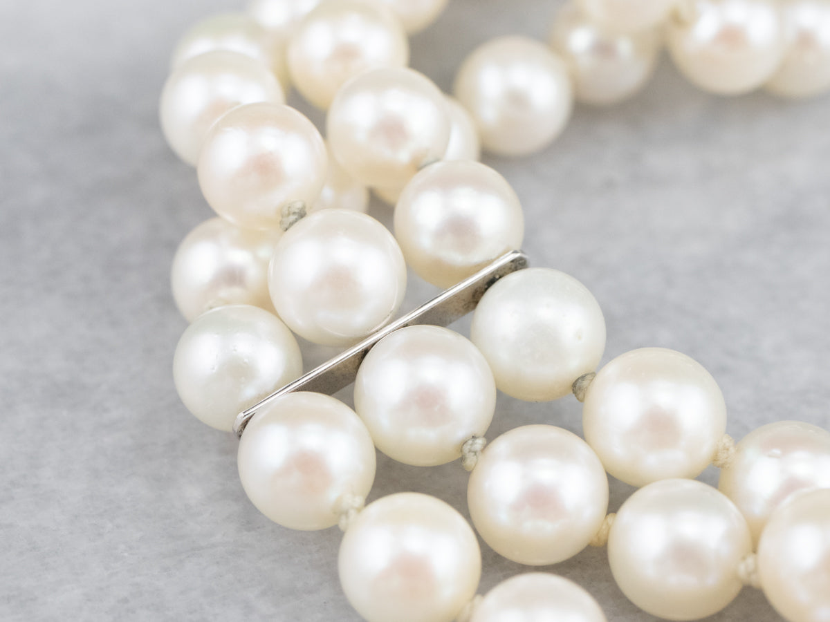 Floral Three Strand Pearl Bracelet