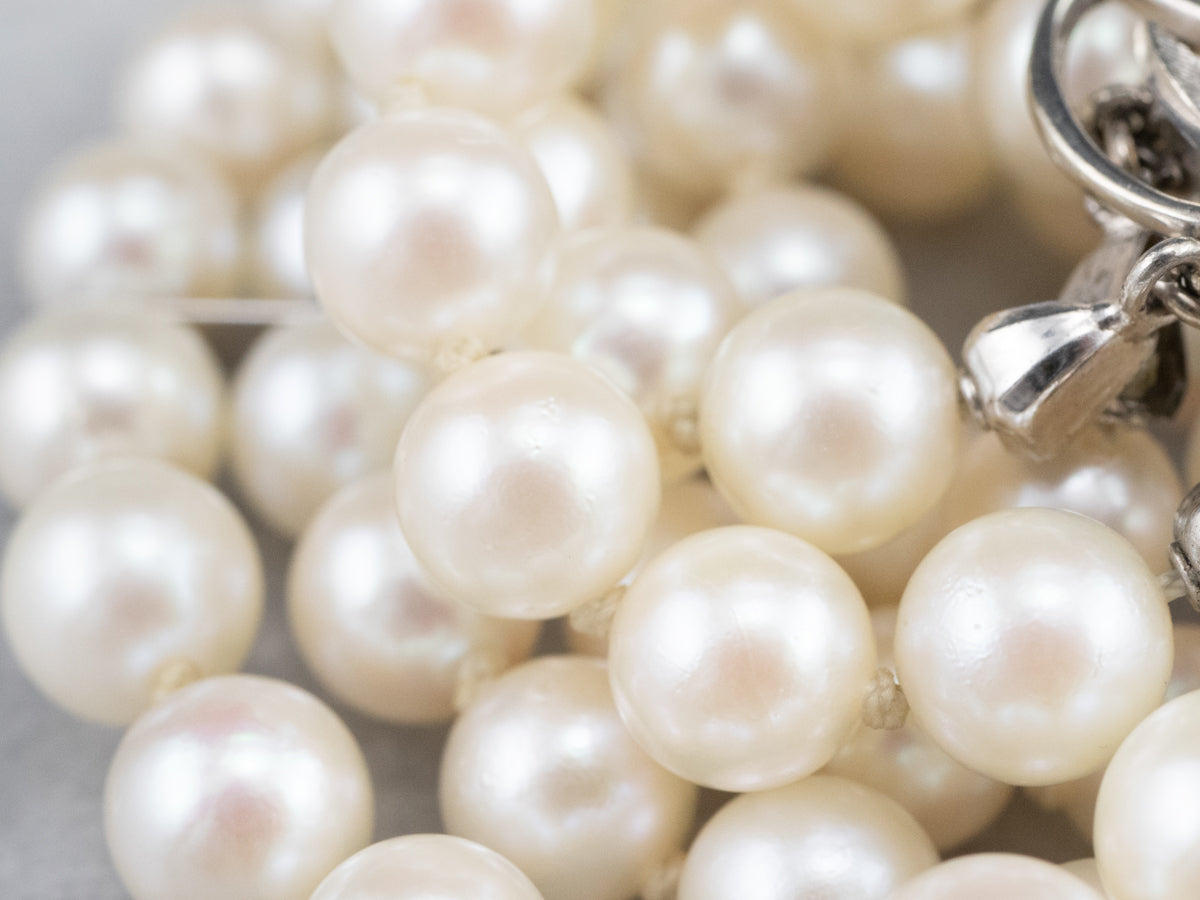 Floral Three Strand Pearl Bracelet