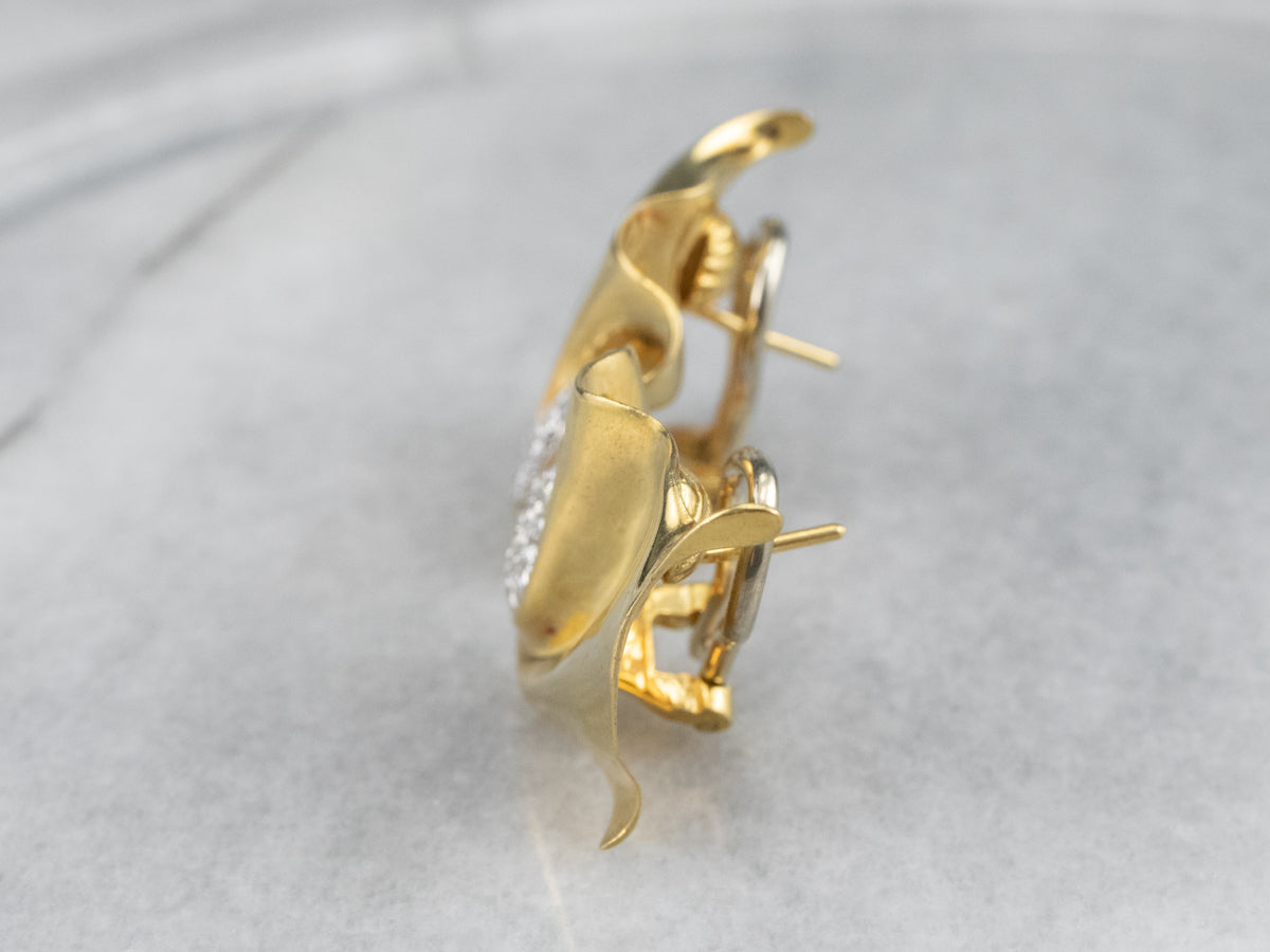 Vintage 18K Gold Diamond Cluster Stud Earrings