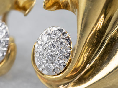 Vintage 18K Gold Diamond Cluster Stud Earrings