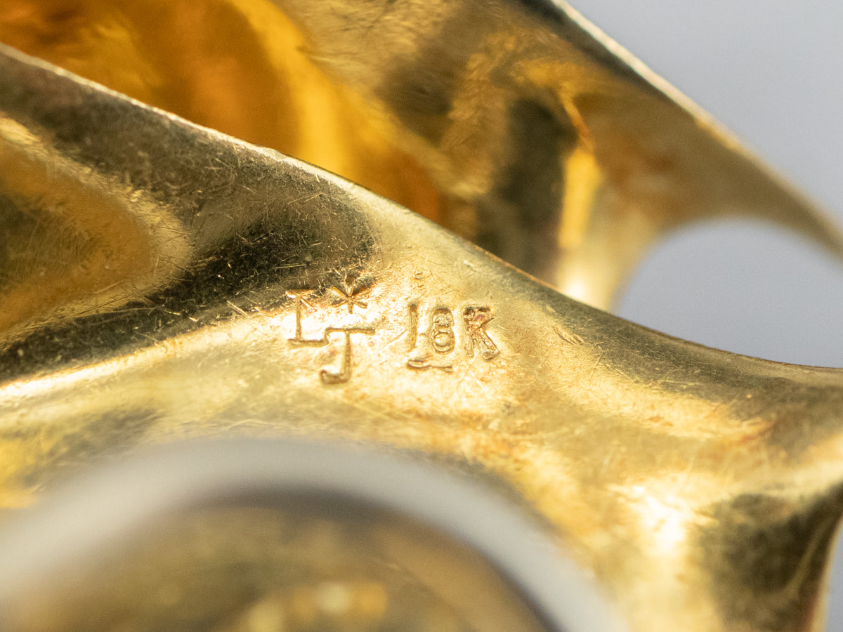 Vintage 18K Gold Diamond Cluster Stud Earrings