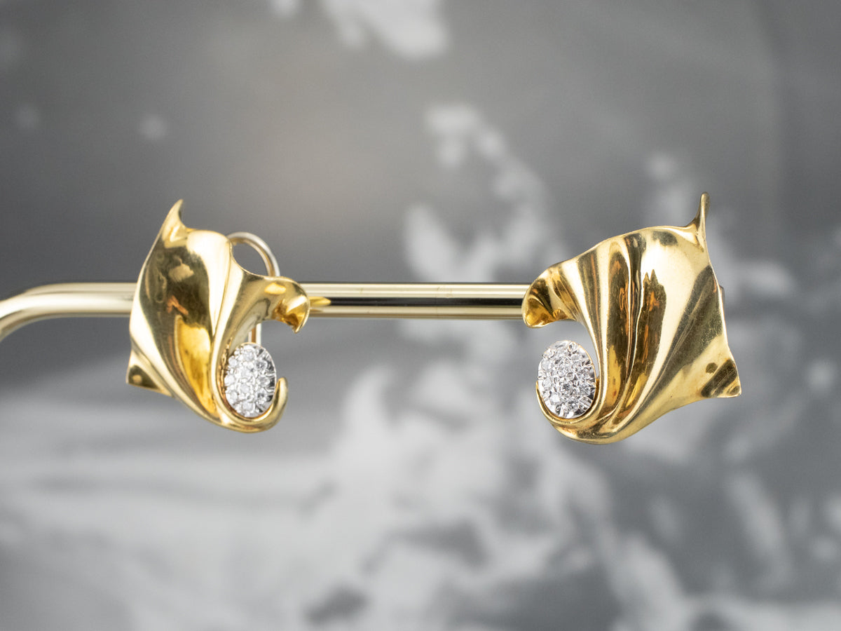 Vintage 18K Gold Diamond Cluster Stud Earrings