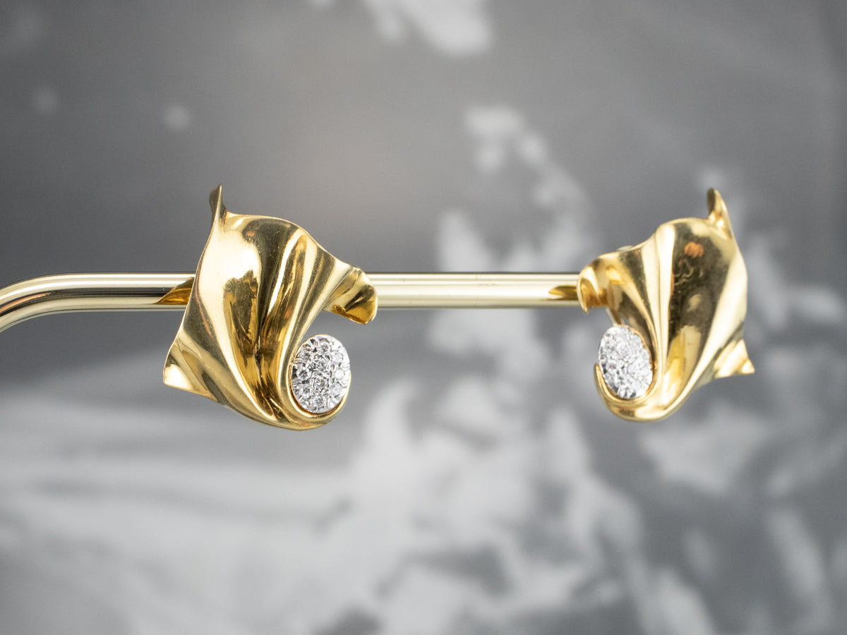 Vintage 18K Gold Diamond Cluster Stud Earrings