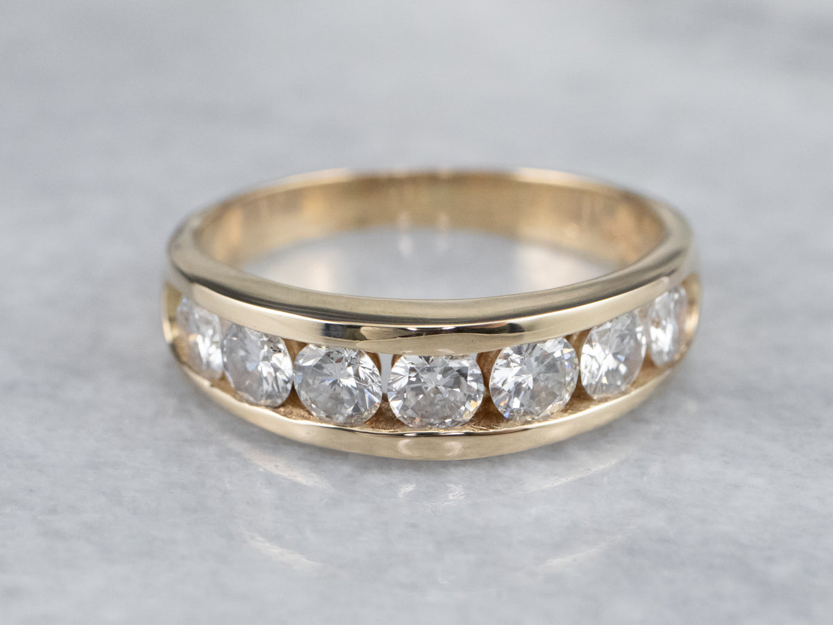 14K Yellow Gold Channel Set Diamond Band Ring