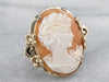 Floral Mid Century Cameo Cocktail Ring