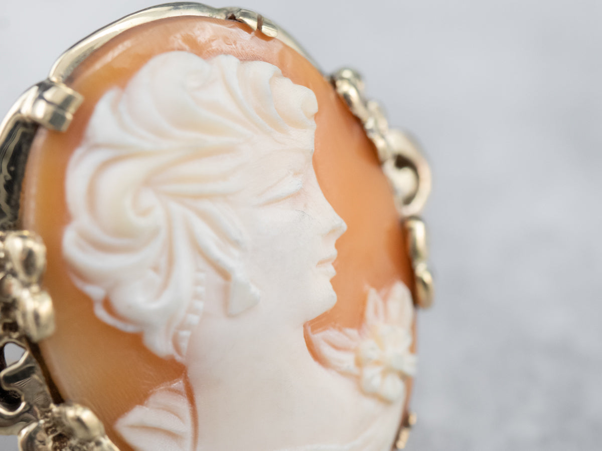 Floral Mid Century Cameo Cocktail Ring