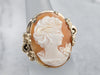 Floral Mid Century Cameo Cocktail Ring