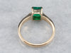 18K Gold Emerald Solitaire Engagement Ring