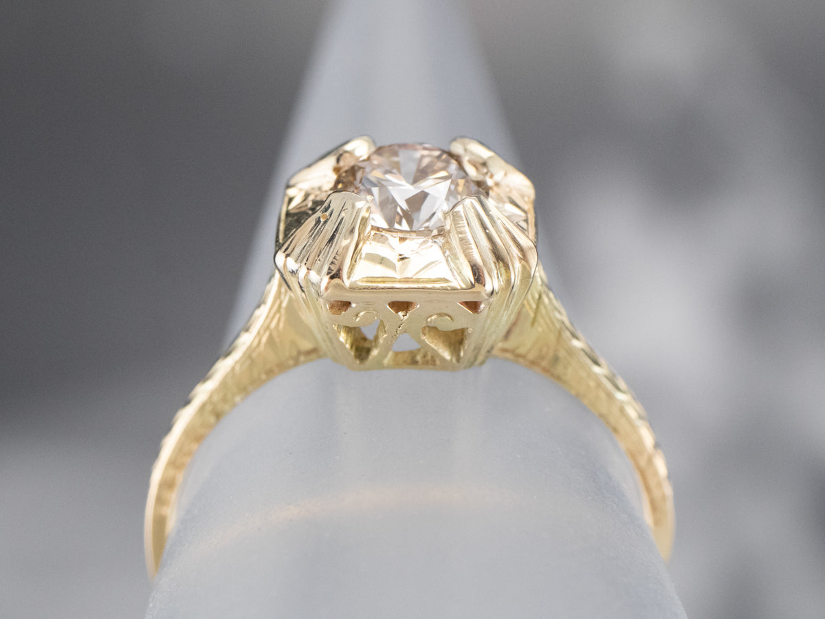 Vintage Champagne Diamond Engagement Ring