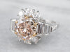 Stunning Platinum and Gold Rose Diamond Engagement Ring
