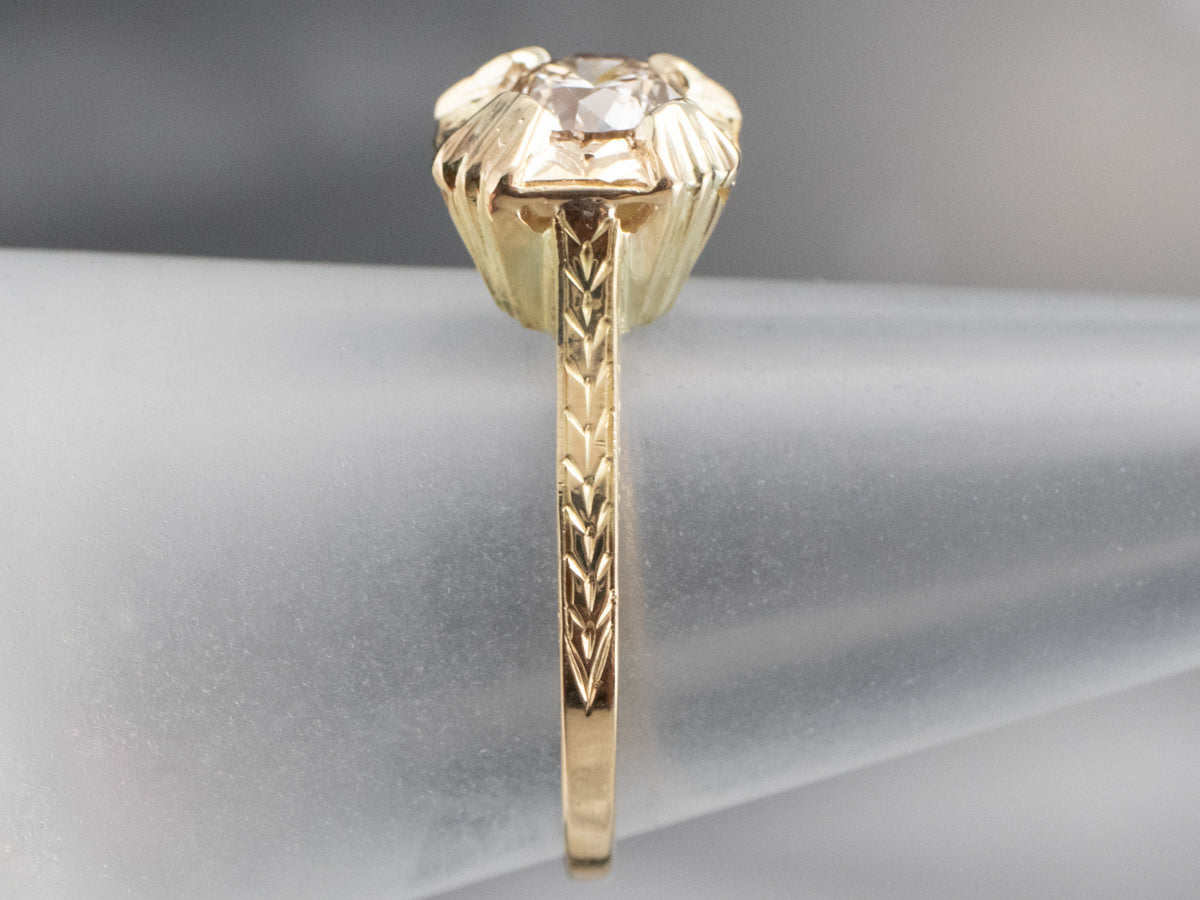 Vintage Champagne Diamond Engagement Ring