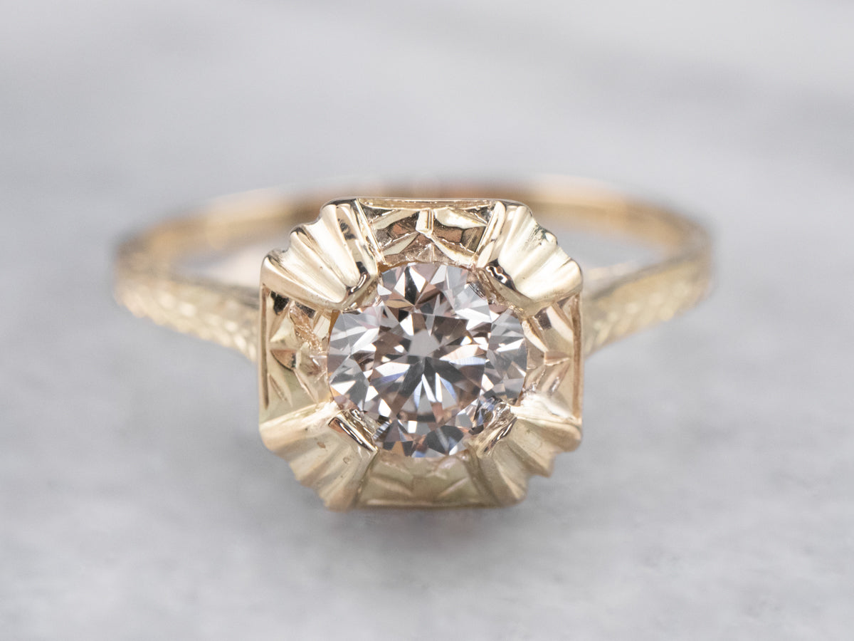 Vintage Champagne Diamond Engagement Ring