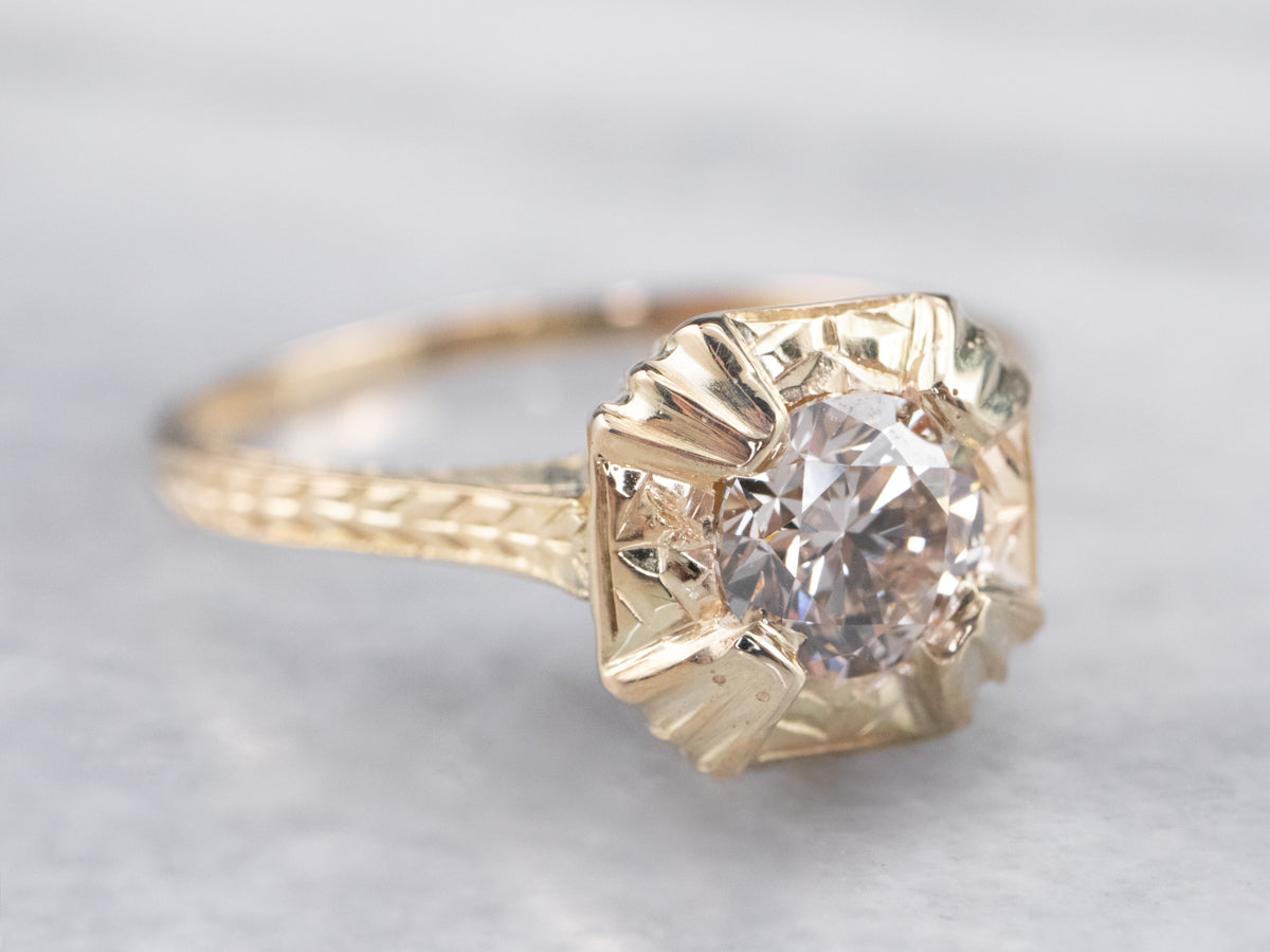 Vintage Champagne Diamond Engagement Ring