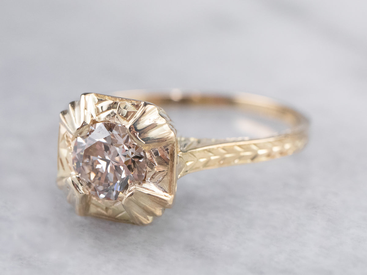 Vintage Champagne Diamond Engagement Ring
