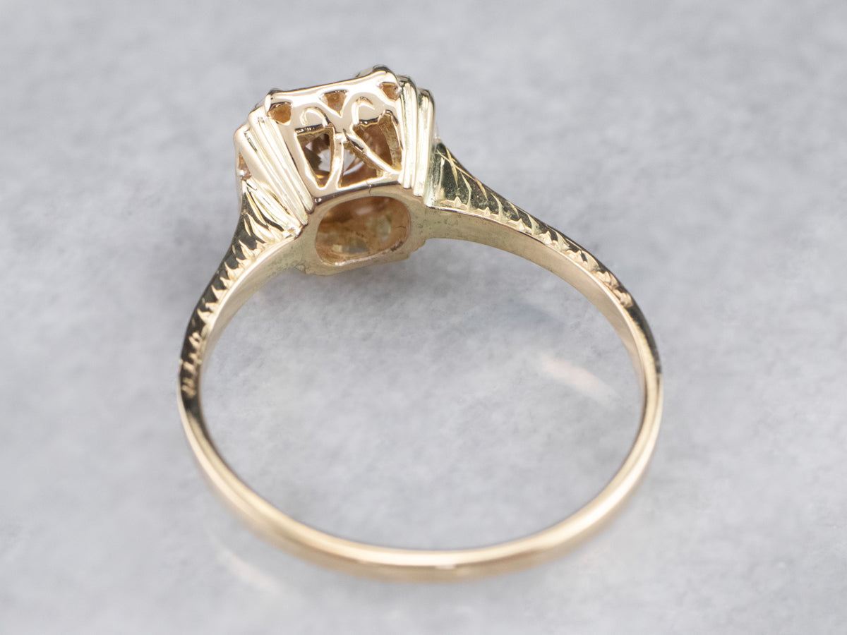 Vintage Champagne Diamond Engagement Ring