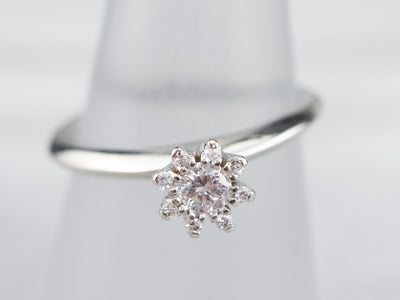 Orange Blossom Floral Diamond Halo Engagement Ring