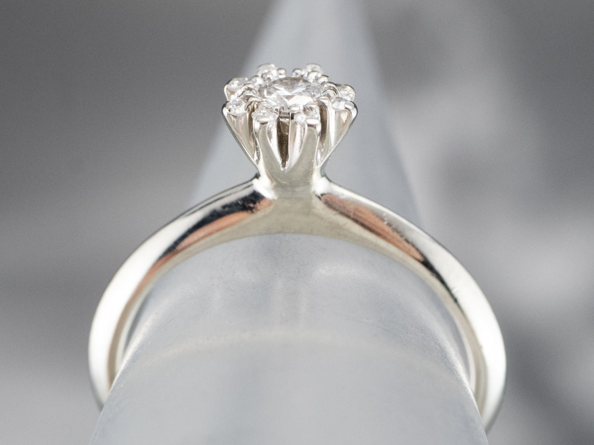 Orange Blossom Floral Diamond Halo Engagement Ring