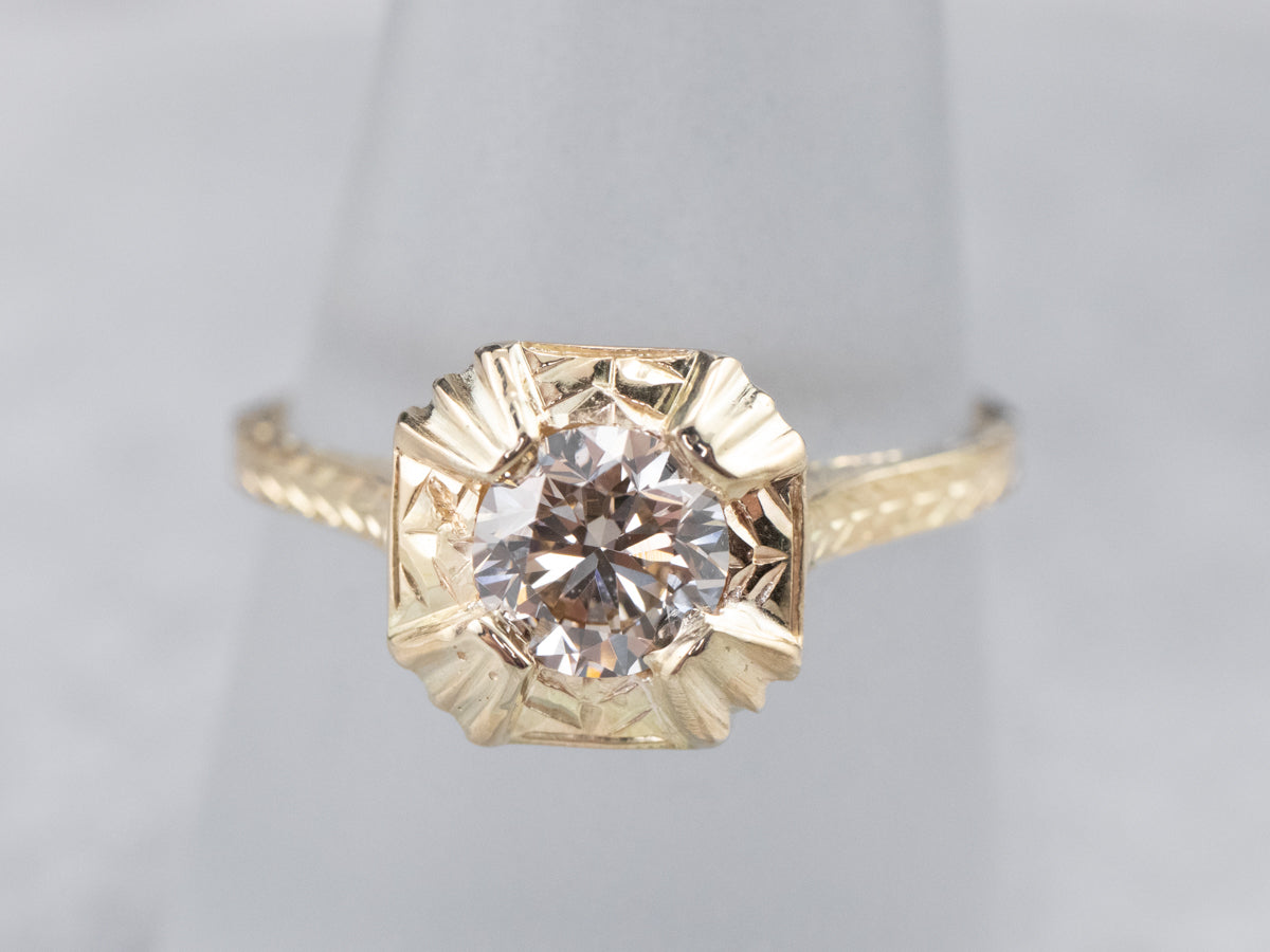 Vintage Champagne Diamond Engagement Ring