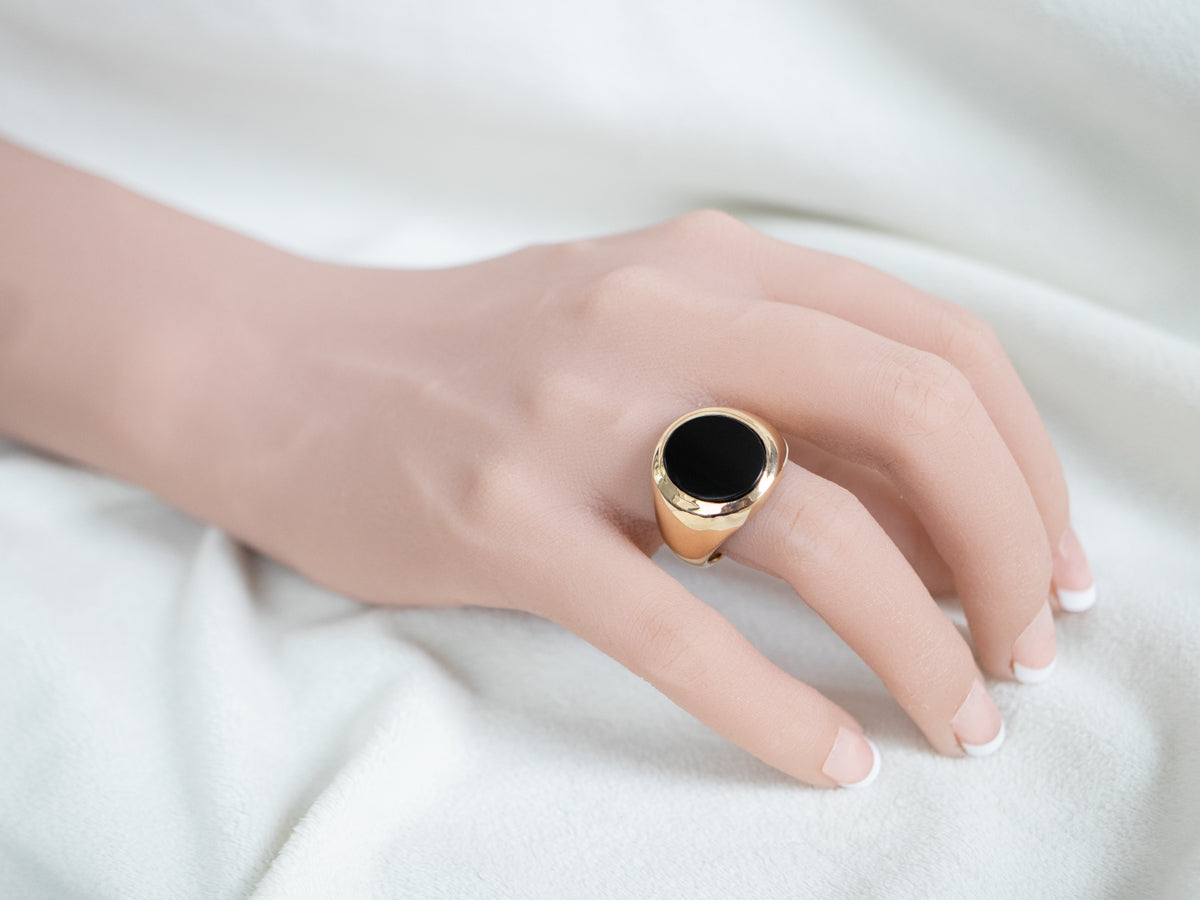 Men's Vintage Onyx and Gold Ring