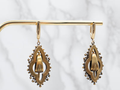 Etruscan Revival Gold Drop Earrings