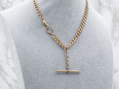 14K Gold Oval T-Bar Link Necklace