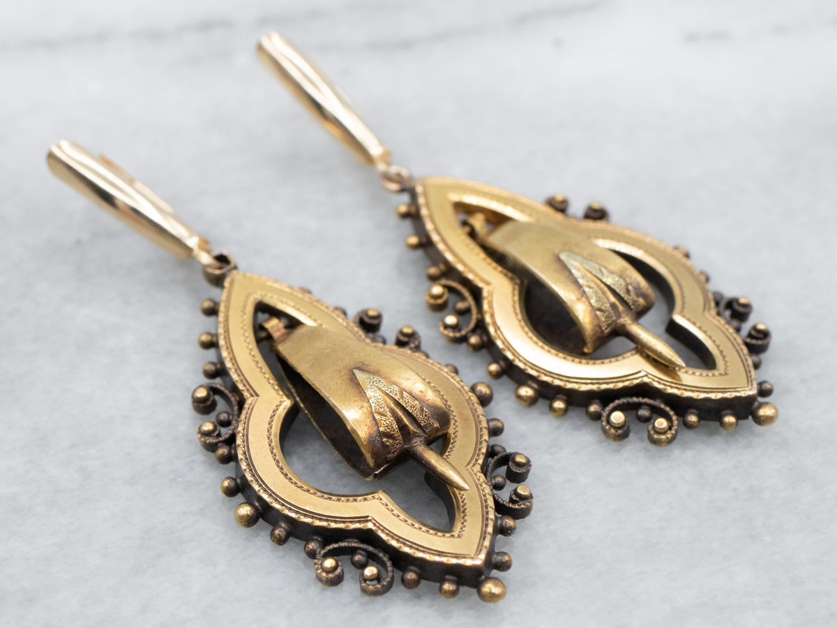 Etruscan Revival Gold Drop Earrings