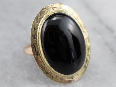 Ladies 1940s Black Onyx Ring
