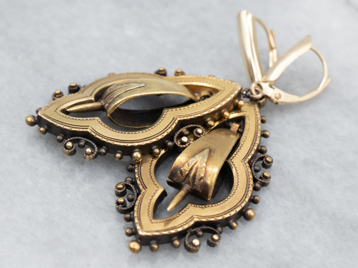 Etruscan Revival Gold Drop Earrings