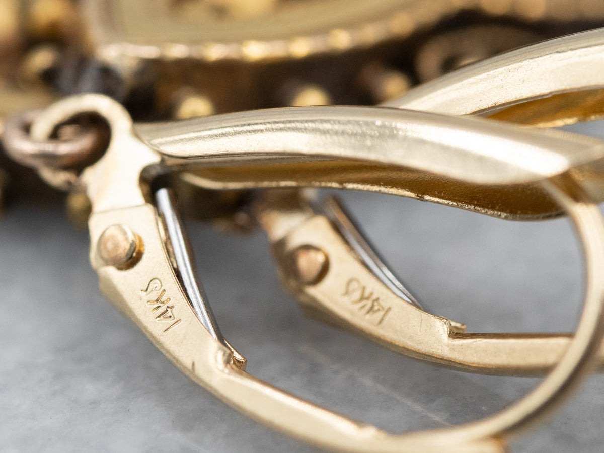 Etruscan Revival Gold Drop Earrings