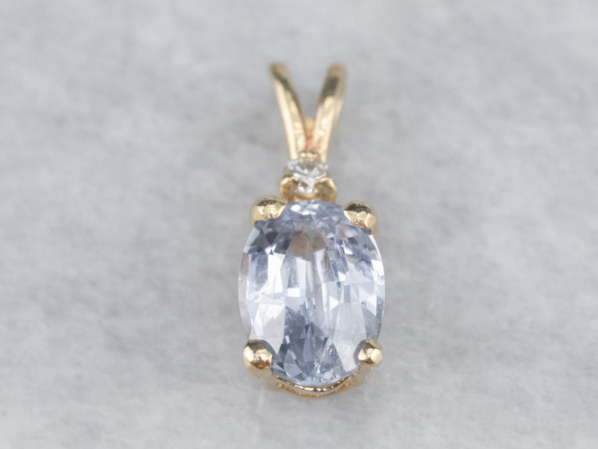 Pale Blue Sapphire and Diamond Pendant