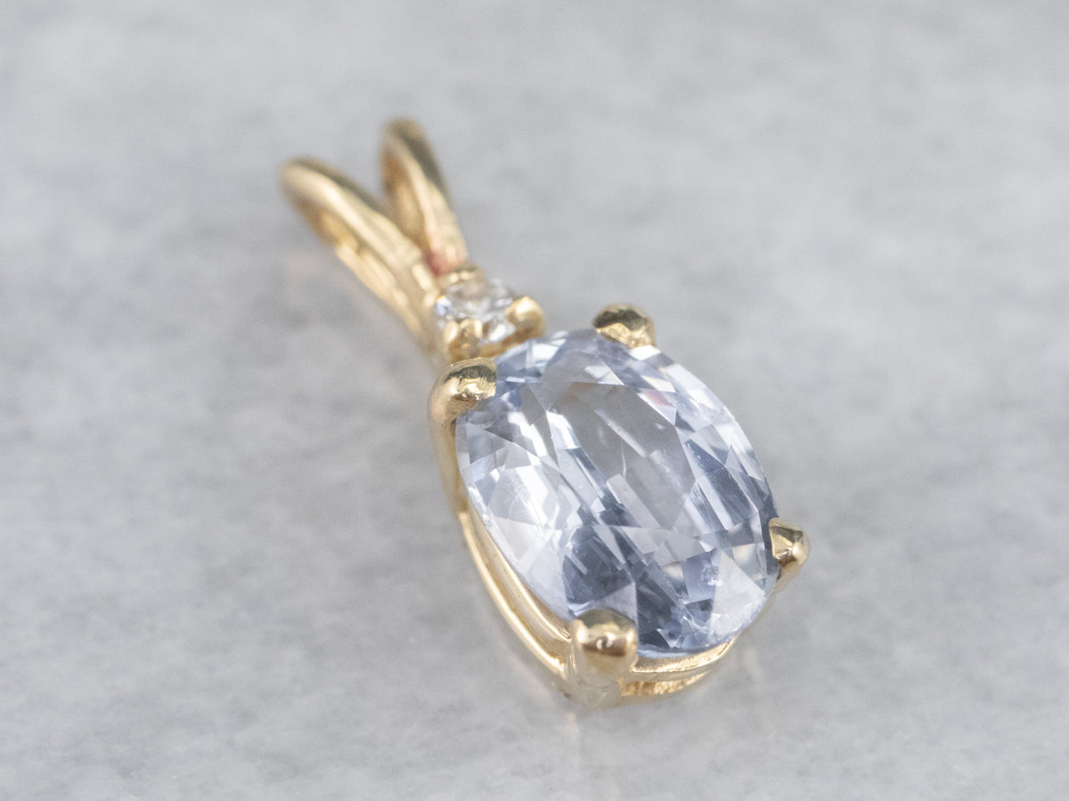 Pale Blue Sapphire and Diamond Pendant