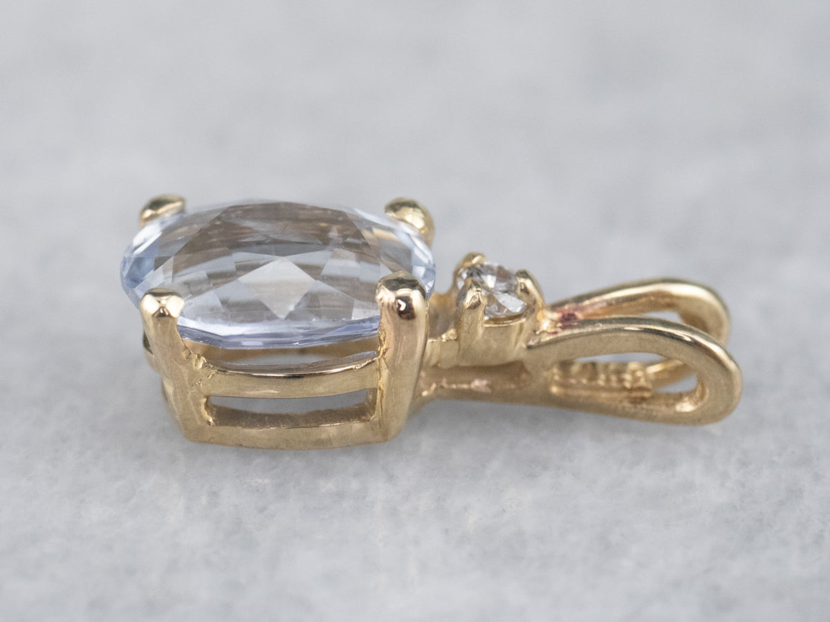 Pale Blue Sapphire and Diamond Pendant