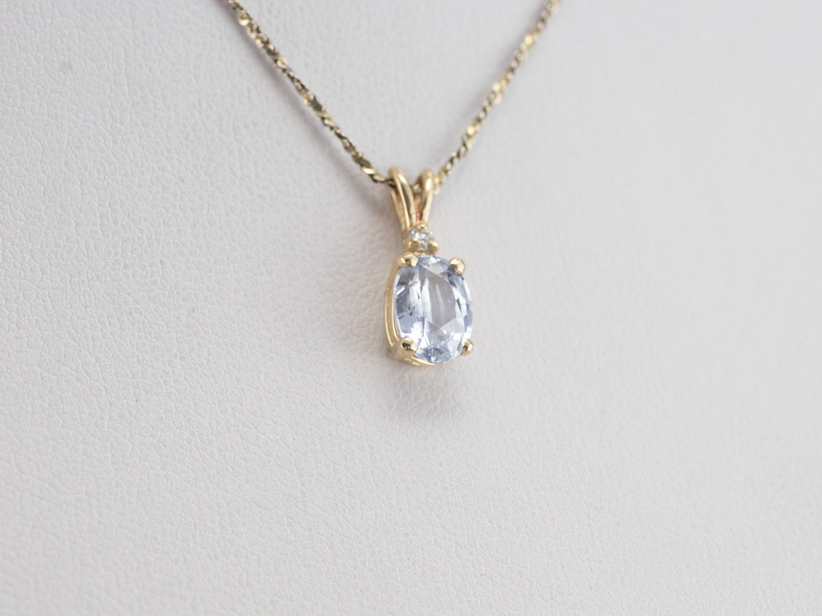 Pale Blue Sapphire and Diamond Pendant