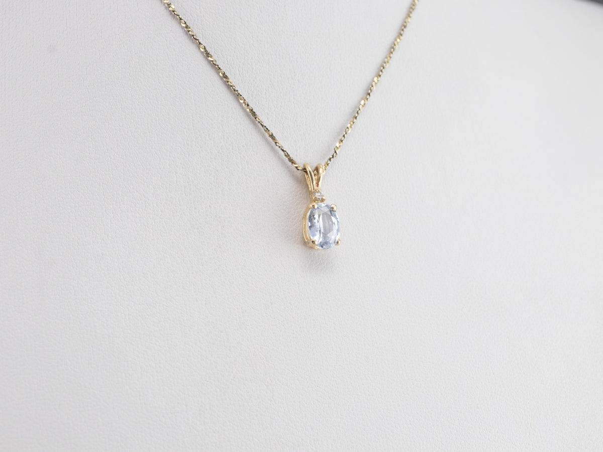 Pale Blue Sapphire and Diamond Pendant