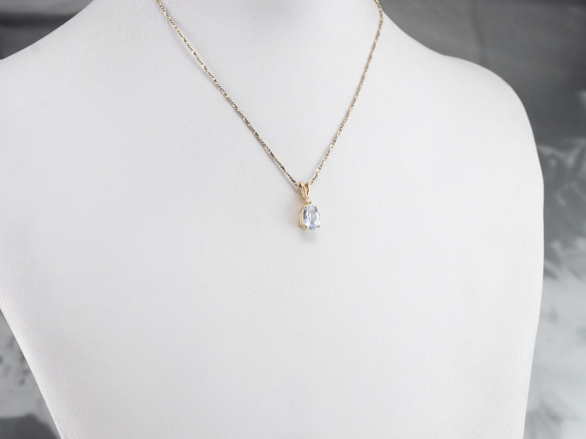 Pale Blue Sapphire and Diamond Pendant