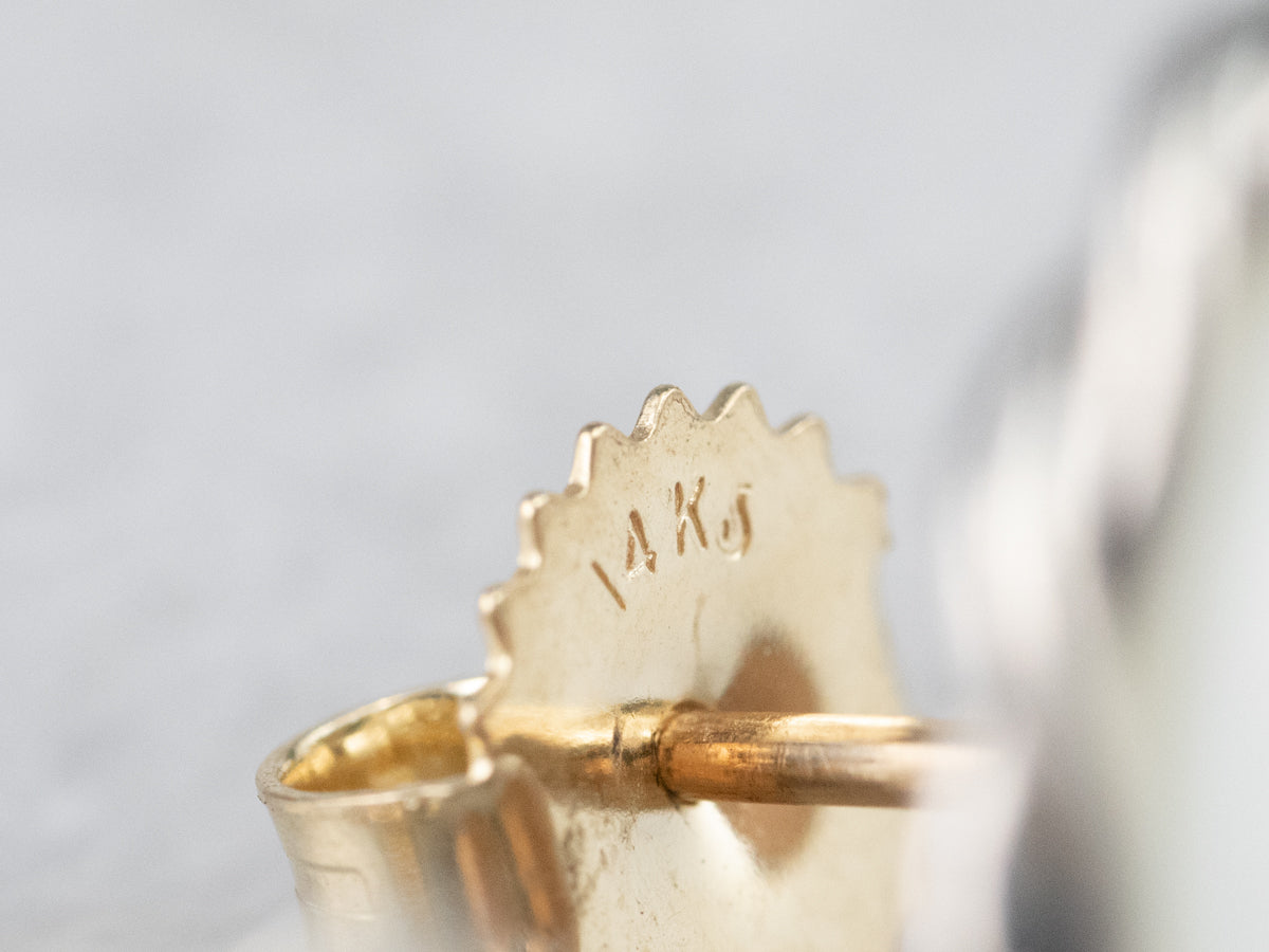 Seed Pearl and Mother of Pearl Stud Earrings