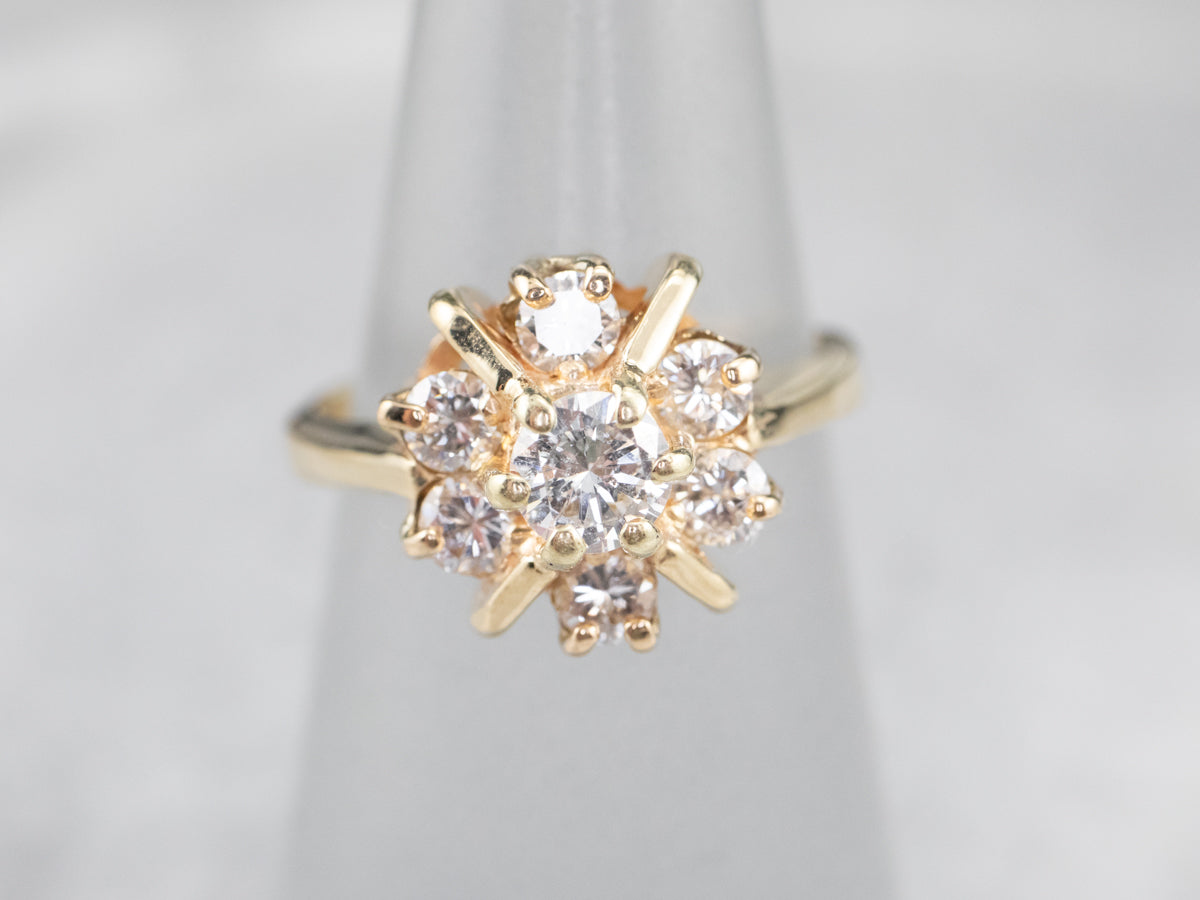 Vintage Gold Diamond Cluster Engagement Ring