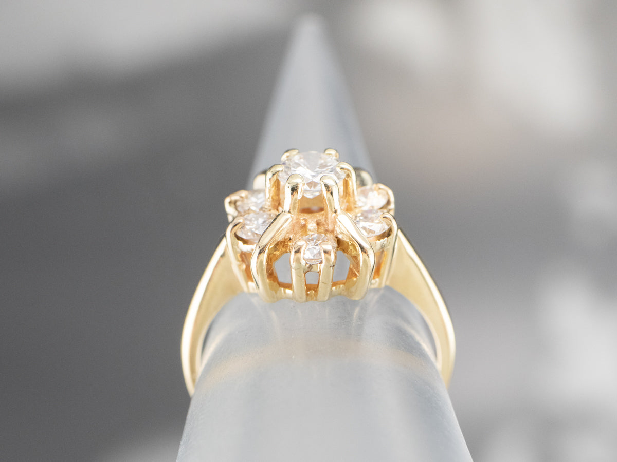 Vintage Gold Diamond Cluster Engagement Ring
