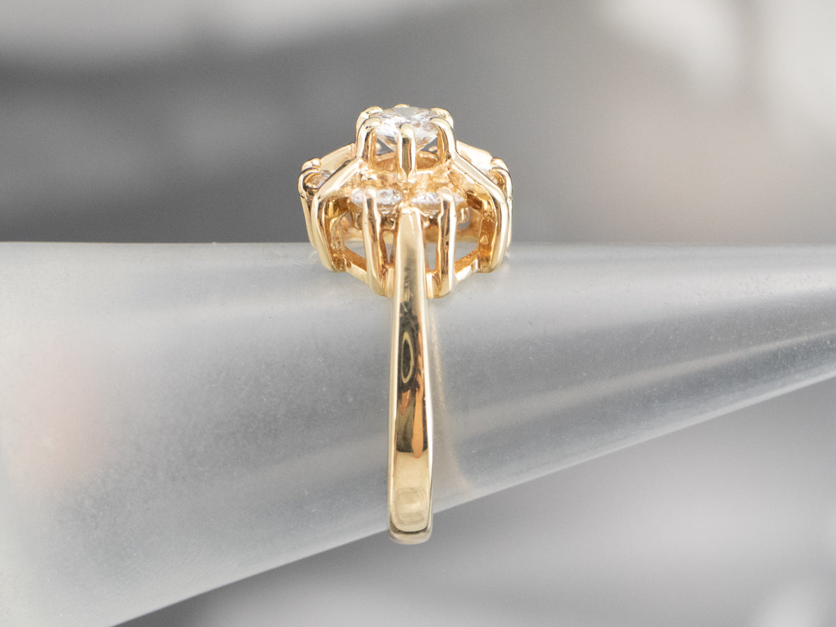 Vintage Gold Diamond Cluster Engagement Ring